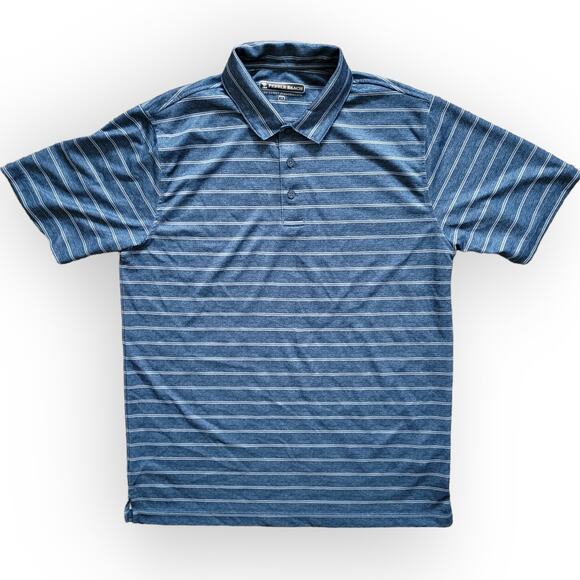 Pebble Beach Other - Pebble Beach Dry-Luxe Performance Striped Blue Short Sleeve Polo Men Sz M